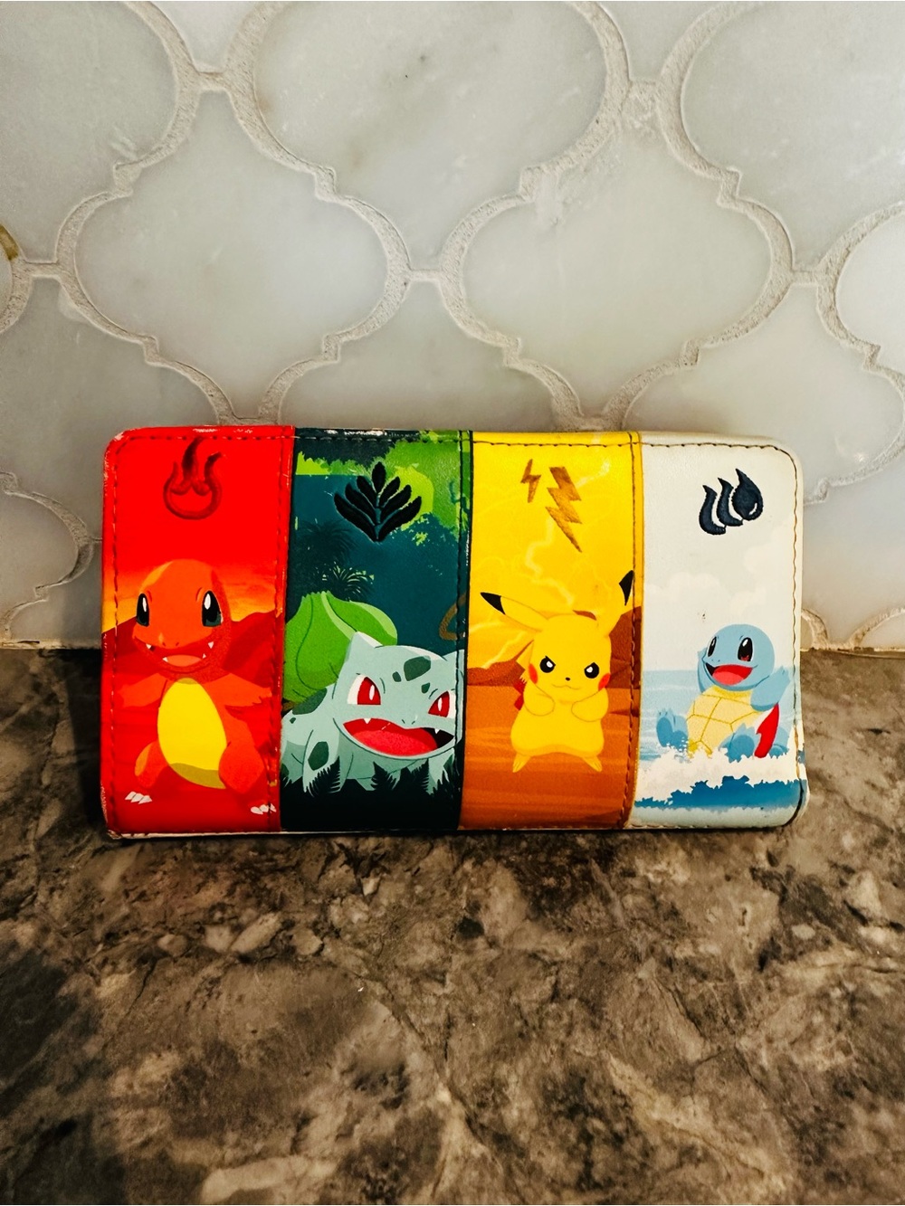 Loungefly Pokémon Starter Stripe Wallet - Red Green Yellow White